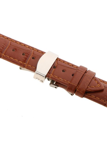 Hızlı Yayın Deri Watch Band Askı Kelebek Dağıtım Toka Toka Kahverengi 20MM (Yurt Dışından) fırsatları