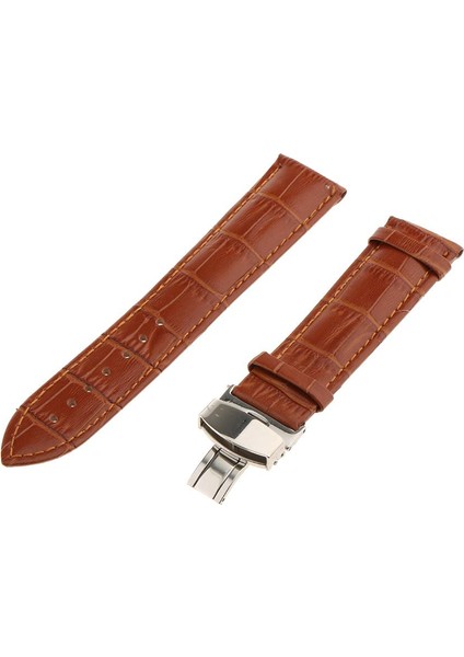 Hızlı Yayın Deri Watch Band Askı Kelebek Dağıtım Toka Toka Kahverengi 22MM (Yurt Dışından)