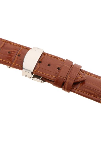 Hızlı Yayın Deri Watch Band Askı Kelebek Dağıtım Toka Toka Kahverengi 22MM (Yurt Dışından) fırsatları