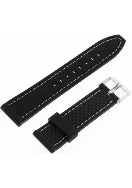 Siyah 20MM 22MM 24MM Silikon Izle Kayışı Bahar Bar ile Paslanmaz Çelik Toka 20MM Beyaz Hattı (Yurt Dışından)