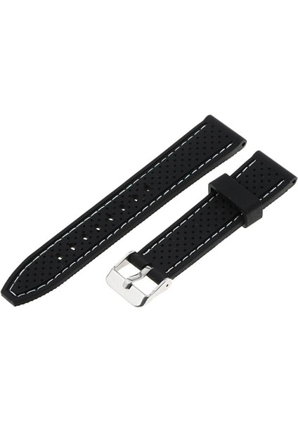 Siyah 20MM 22MM 24MM Silikon Izle Kayışı Bahar Bar ile Paslanmaz Çelik Toka 20MM Beyaz Hattı (Yurt Dışından) indirimleri