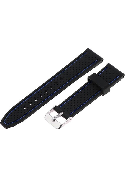 Siyah 20MM 22MM 24MM Silikon Izle Kayışı Bahar Bar ile Paslanmaz Çelik Toka 20MM Mavi Hat (Yurt Dışından) indirimleri