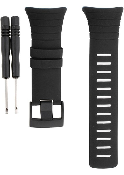 Silikon Watch Band Paslanmaz Çelik Tang Toka 24MM Suunto Core Için Siyah (Yurt Dışından) fiyatları
