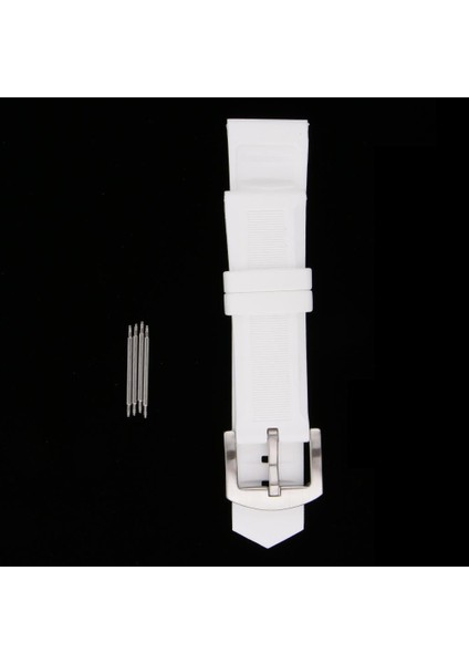 Yumuşak Ithal Silikon Kauçuk Paslanmaz Çelik Toka 19-22MM Erkekler - Gümüş (Yurt Dışından)