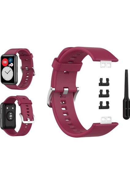 Yumuşak Silikon Watch Band Huawei Izle Fit TIA-B09 TIA-B19 Şarap Kırmızı (Yurt Dışından) modelleri