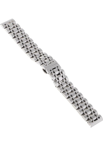 Erkekler Paslanmaz Çelik Kelebek Katlanır Toka ile Yedek Saat Band 22MM Gümüş (Yurt Dışından)
