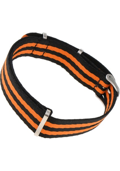 Naylon Watch Band Kayış Paslanmaz Çelik Toka 20MM Yedek Kadın Kızlar Siyah Turuncu (Yurt Dışından)