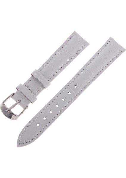 Deri Yastıklı Yedek Watch Band ile Iyi Cilalı Gümüş Toka 16MM Beyaz (Yurt Dışından)