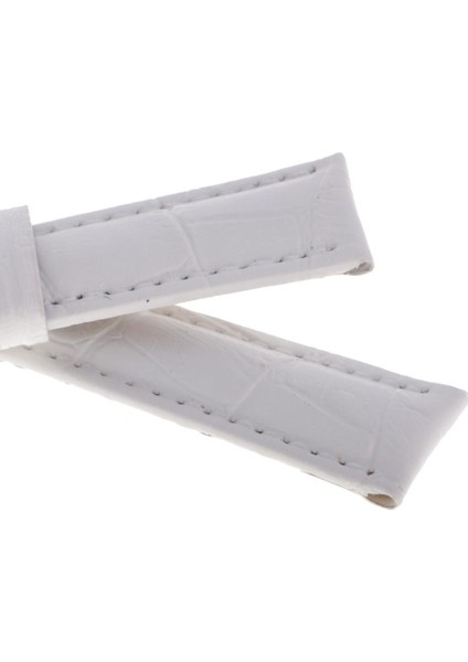Deri Yastıklı Yedek Watch Band ile Iyi Cilalı Gümüş Toka 16MM Beyaz (Yurt Dışından) indirimleri