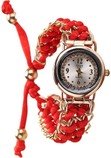 Lady Quartz Watch Luxury Strap Mücevher Sıradan Izle Kadın Analog Bilek Kırmızı (Yurt Dışından)