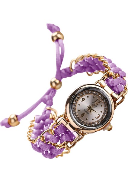 Lady Quartz Watch Luxury Strap Mücevher Sıradan Izle Kadın Analog Bilek Saat Mor (Yurt Dışından)