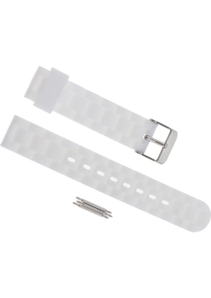 Silikon Su Geçirmez Dalış Spor Saati Kayış Dağıtım Toka Beyaz (Yurt Dışından)