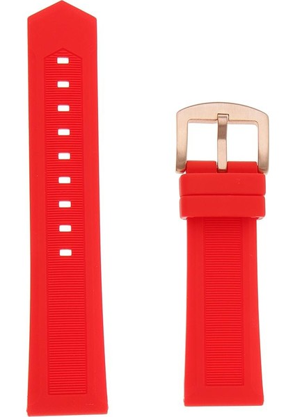 Kırmızı Silikon Kauçuk Su Geçirmez Izle Kayış Band Gül Altın Toka Bahar Barları 24MM (Yurt Dışından)