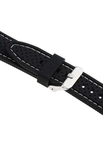20MM / 22MM / 24MM Silikon Kauçuk Watch Band Askı ile Çizgi Dikiş Kayışı 20MM Beyaz Hattı Değiştirin (Yurt Dışından) modelleri