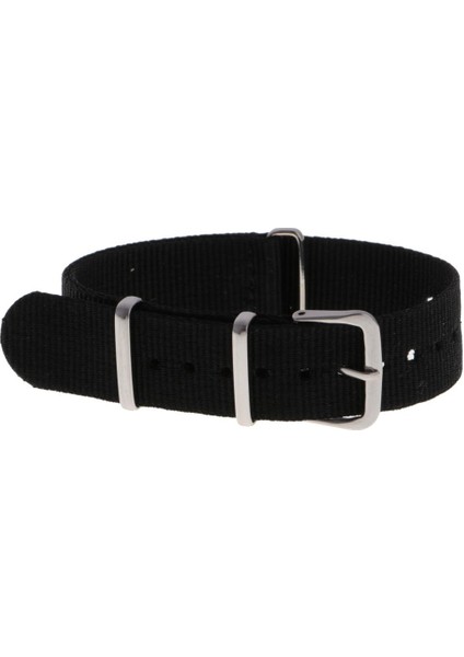 18/20/22 mm Naylon Bilek Watch Band Askı Izle Metal Çelik Toka Siyah 20MM (Yurt Dışından)