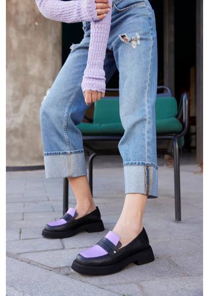 Marissa Siyah/lila Kadın Loafer modelleri
