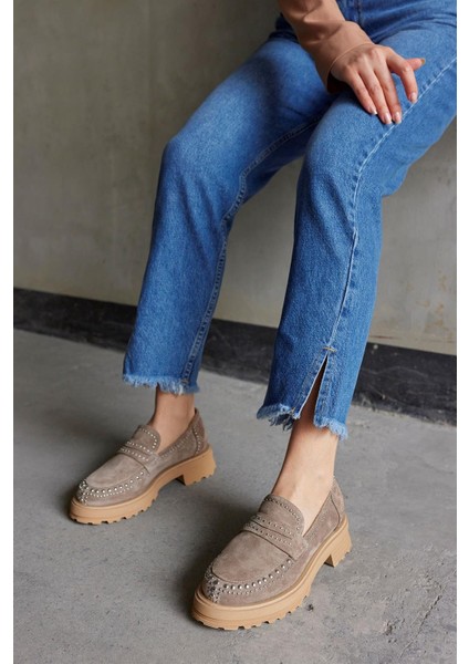 Rosy Vizon Süet Troklu Kadın Loafer fırsatları
