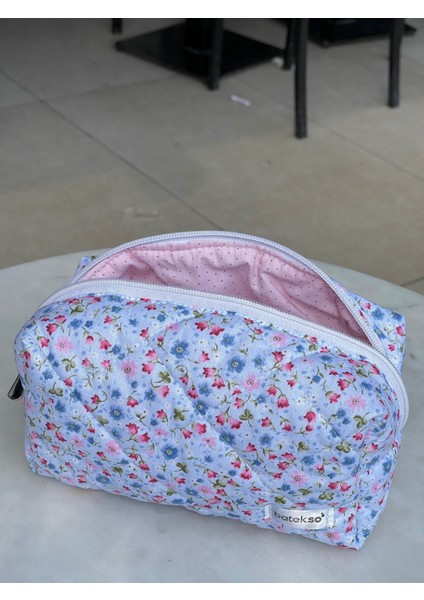 Çıtır Çiçek Desenli Makyaj Çantası - Büyük Boy fiyatları
