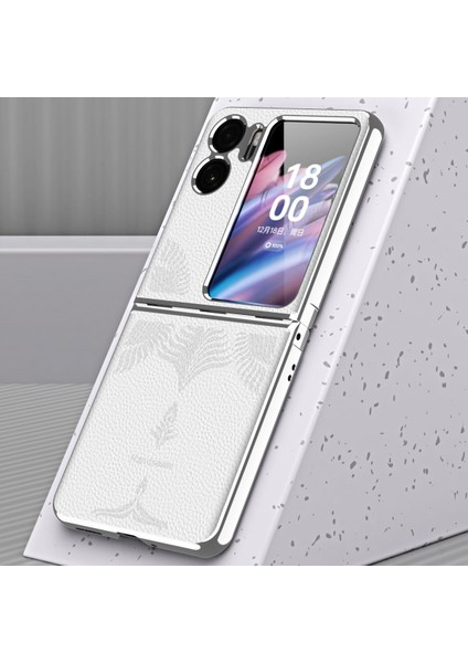 Oppo Find N2 Flip Için Litchi Desenli Kabartmalı Kılıf (Yurt Dışından)