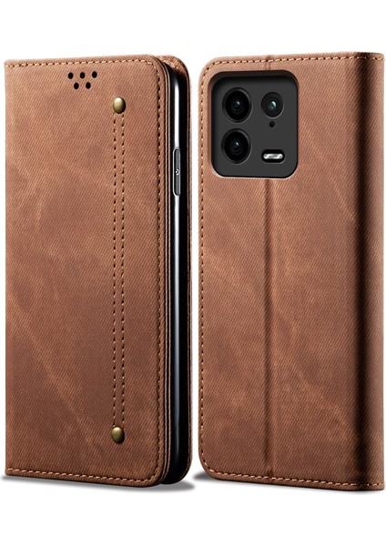 Xiaomi 13 Pro Için Denim Doku Deri Kılıf (Yurt Dışından)