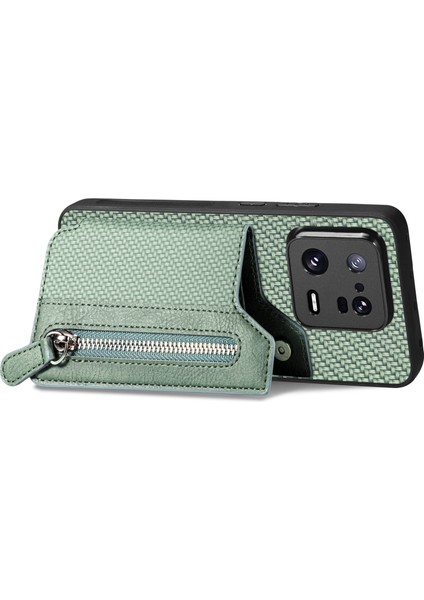 Xiaomi 13 Pro Için Karbon Fiber Fermuar Cüzdan Telefon Kılıfı (Yurt Dışından) modelleri