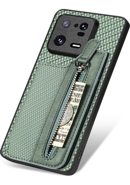Xiaomi 13 Pro Için Karbon Fiber Fermuar Cüzdan Telefon Kılıfı (Yurt Dışından) fırsatları