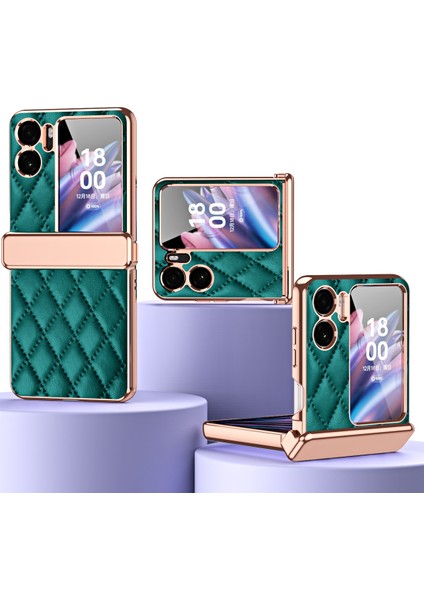 Oppo Find N2 Flip Için Eşkenar Dörtgen Desenli Menteşe Telefon Kılıfı (Yurt Dışından)