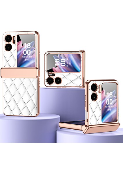 Oppo Find N2 Flip Için Eşkenar Dörtgen Desenli Menteşe Telefon Kılıfı (Yurt Dışından)