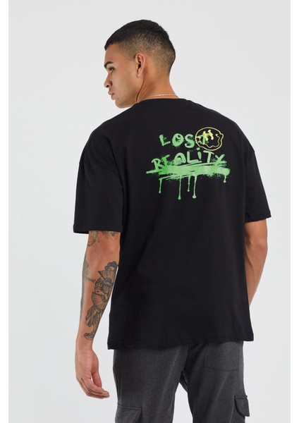 Lost Realitx Baskılı Oversize Siyah Tshirt fiyatları