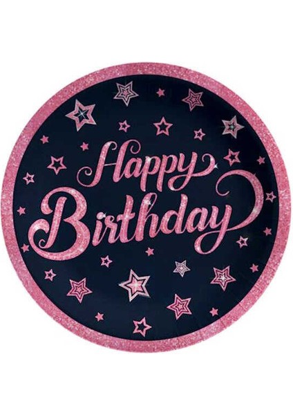 Tabak Pınk Stars Happy Bırthday 23CM 8 Adet