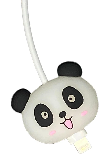 Panda Figürlü Sevimli USB Kablo Koruyucu, Silikon Şarj Kablosu Koruyucu