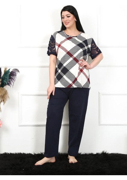 Kadın 5xl-6xl-7xl-8xl Büyük Beden Kısa Kol Pijama Takım 75003 modelleri