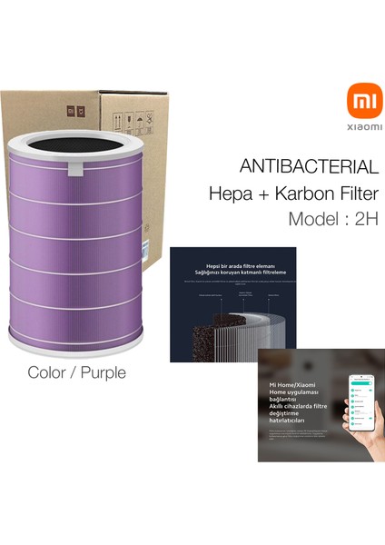 Mi Air Purifier Pro/2/2S/2H/3H Uyumlu Akıllı Hava Temizleyici Antibakteriyel Filtre (Orjinal Çipli model Rfid