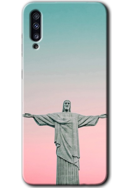 Samsung Galaxy A70 Kılıf Hd Desen Baskılı Arka Kapak + Temperli Cam - Rio