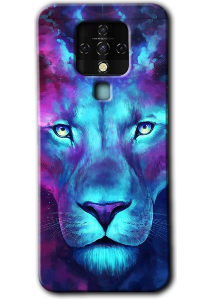 Tecno Camon 16 Kılıf Hd Desen Baskılı Arka Kapak - Neon Lion
