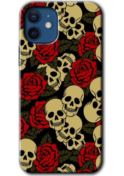 iPhone 12 Mini Kılıf Hd Desen Baskılı Arka Kapak + Temperli Cam - Kurukafa Aşk