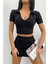 Kadın Polo Yaka Crop Bluz 1