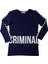 Kız Çocuk Criminal Baskılı Iki Kolu Şeritli Tişört 4