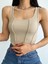 Kare Yaka Korse Görünümlü Crop Top Bluz Bej 2