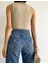 Kare Yaka Korse Görünümlü Crop Top Bluz Bej 4