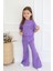 Kız Çocuk Ispanyol Paça Düz Crop Model Kısa Kollu Yazlık Basic Takım 2-5 Yaş 1