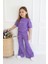 Kız Çocuk Ispanyol Paça Düz Crop Model Kısa Kollu Yazlık Basic Takım 2-5 Yaş 3