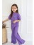 Kız Çocuk Ispanyol Paça Düz Crop Model Kısa Kollu Yazlık Basic Takım 2-5 Yaş 4