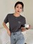Kadın Füme Sunshine Baskılı Oversize Tişört 5