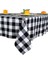 Kare Masa Örtüsü 140 x 140 cm Siyah ve Beyaz Izgara (Yurt Dışından) 1