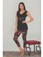 Siyah Renk Çiçek Desenli Lady 12023 Kısa Kol Kapri Pijama Takımı; 1