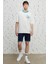 Erkek Ekru Oversize Bol Kesim Bisiklet Yaka %100 Pamuk Baskılı Tişört 4