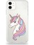 Apple iPhone 11 Uyumlu Kapak Unicorn Tasarımlı Şeffaf Silikon Kılıf 1