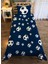 Futbol Topu Desen Baskılı 140X220 cm Dekoratif Yatak Örtüsü Lacivert 1