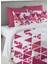 Pembe Üçgen Desen Baskılı Çift Kişilik 200X220 cm Nevresim Takımı - Pembe 1